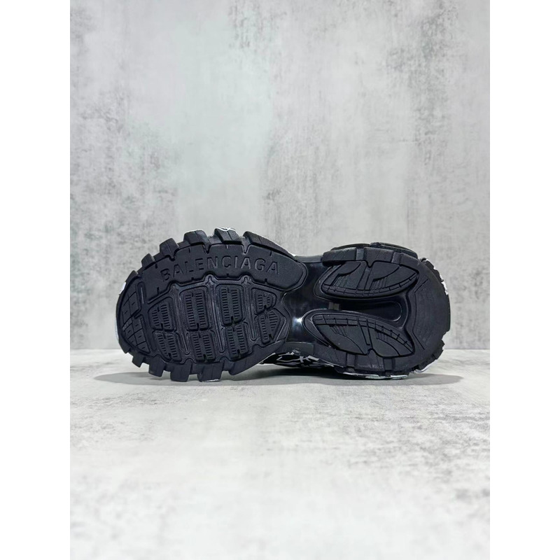 Ba*len*cia*ga track graffiti black and white mesh nylon sneakers
