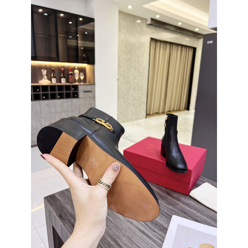 Valentino Vlogo Signature Calfskin Ankle Boot Black