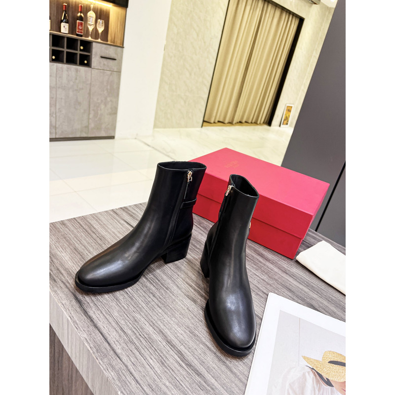Valentino Vlogo Signature Calfskin Ankle Boot Black