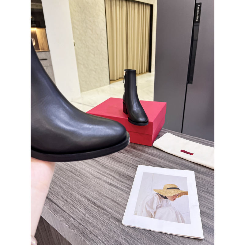 Valentino Vlogo Signature Calfskin Ankle Boot Black