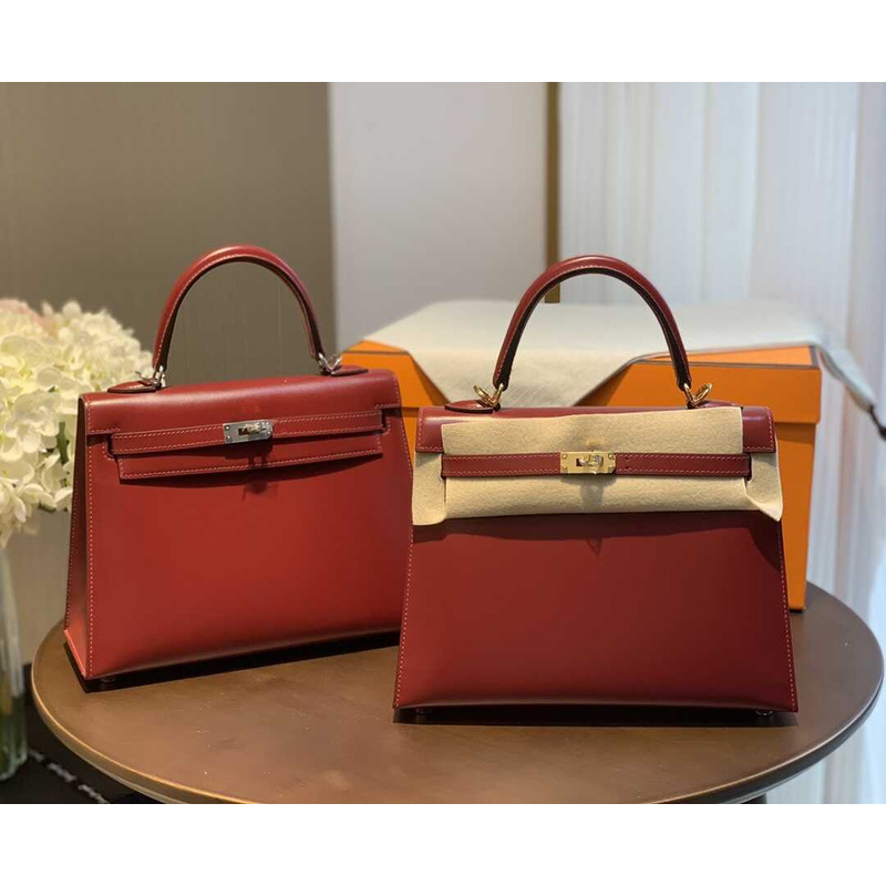 H**mes kelly 25 rouge h sellier sombrero silver hardware red