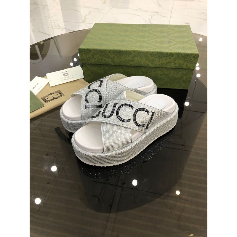 G*u*i diamond shinny platform white