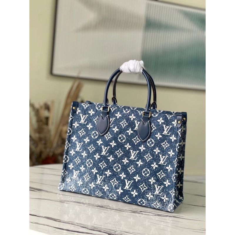 l**is V*t*n lv onthego pm monogram denim jacquard m59606 navy blue