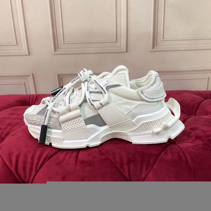 DOLCE & GABBANA Unisex Mixed-Materials Space Sneakers-Silver
