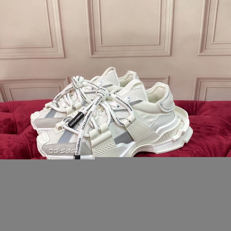 DOLCE & GABBANA Unisex Mixed-Materials Space Sneakers-Silver