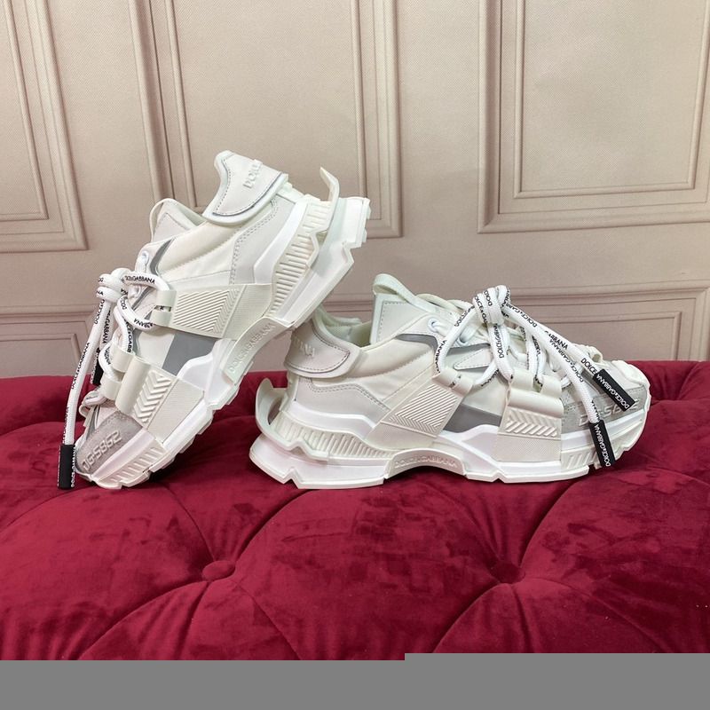 DOLCE & GABBANA Unisex Mixed-Materials Space Sneakers-Silver