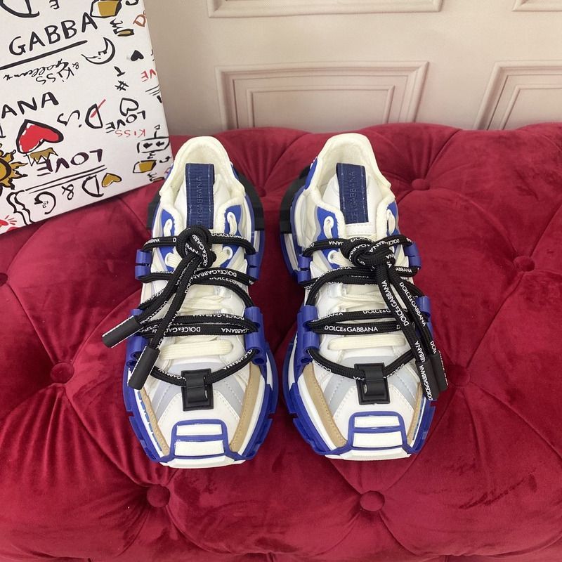 DOLCE & GABBANA Unisex Mixed-Materials Space Sneakers white/blue