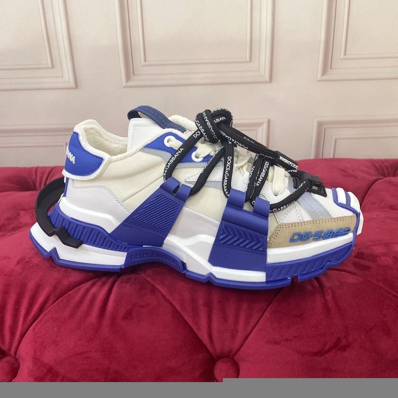 DOLCE & GABBANA Unisex Mixed-Materials Space Sneakers white/blue