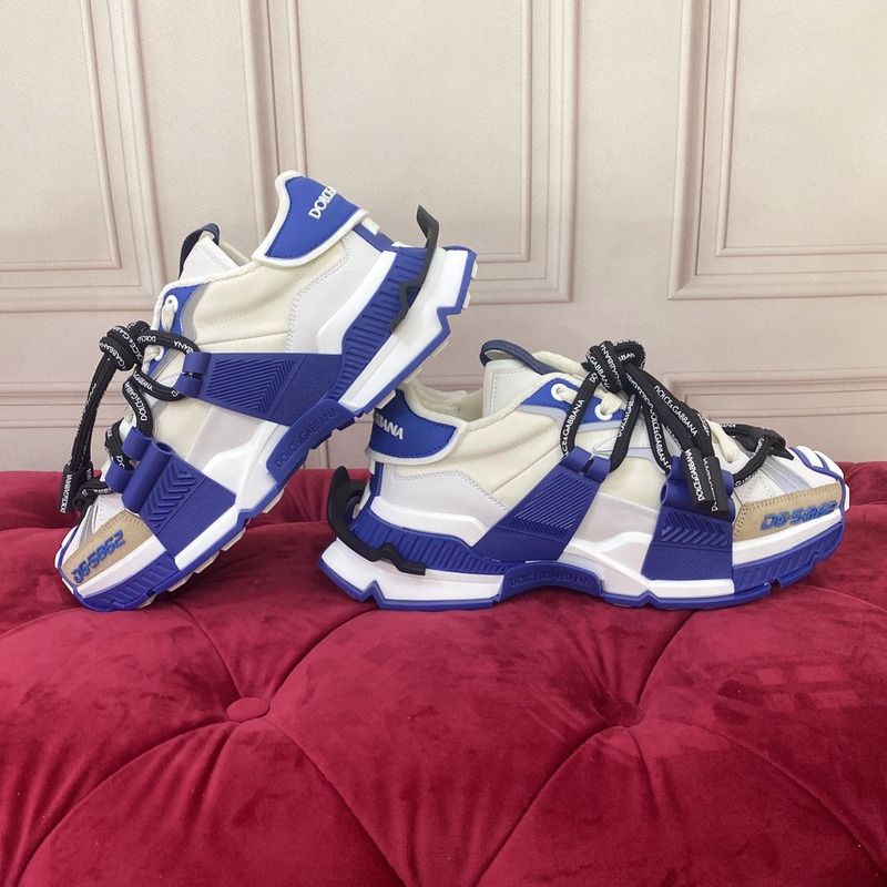 DOLCE & GABBANA Unisex Mixed-Materials Space Sneakers white/blue