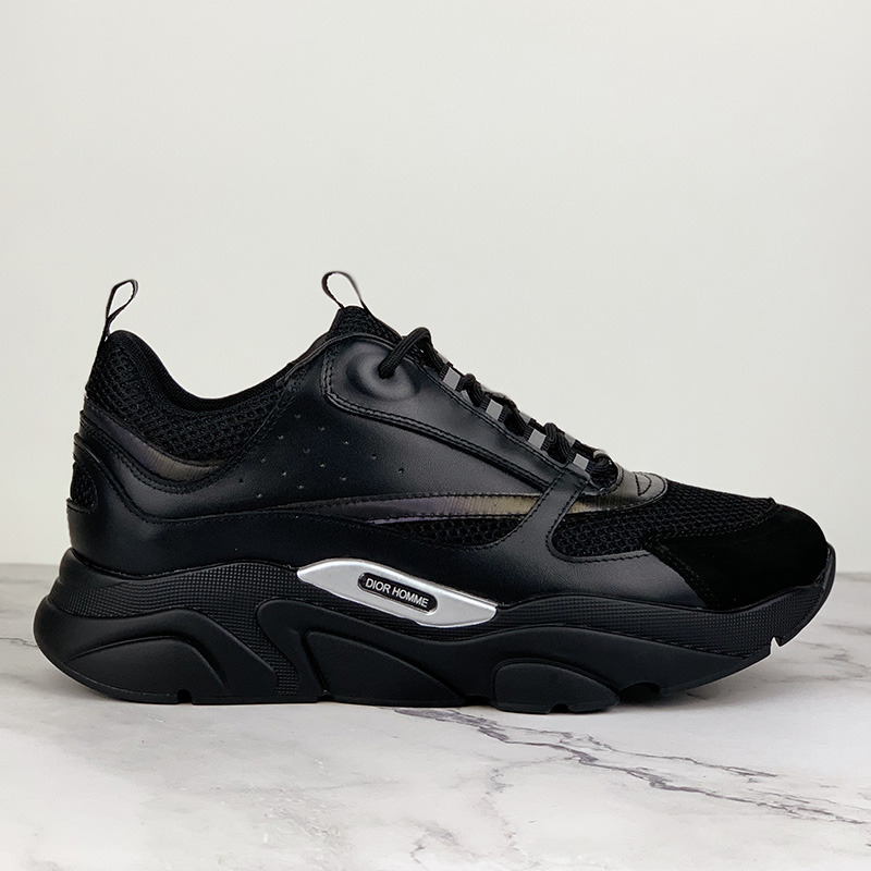 D*or &quotb22" sneaker in black knit and black calfskin