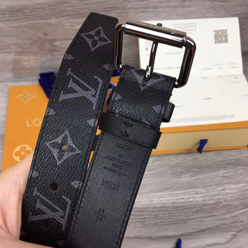 l**is V*t*n signature chain 35mm belt in black
