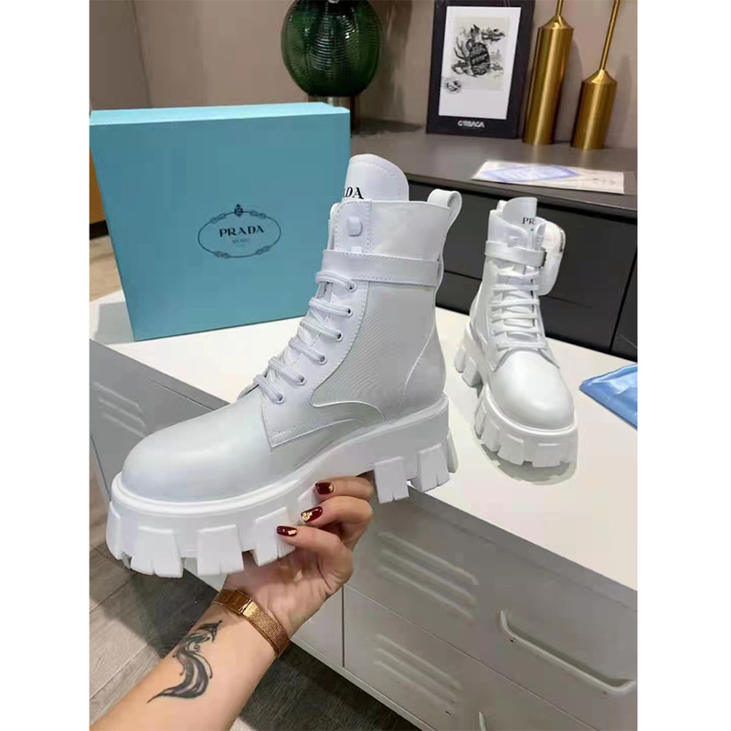 Pra*a brushed rois leather and nylon monolith boots